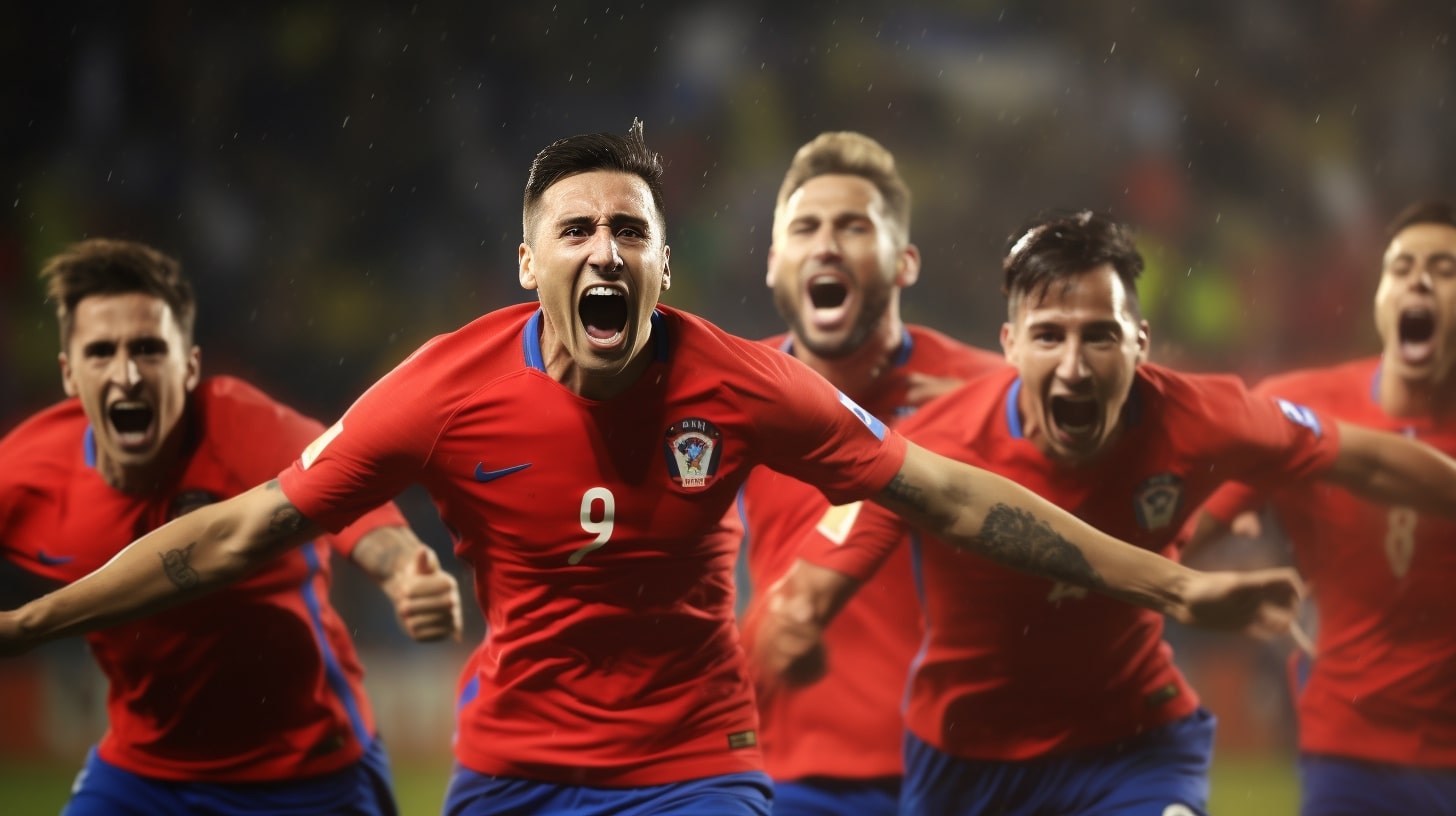 futbolista chileno celebrando la victoria