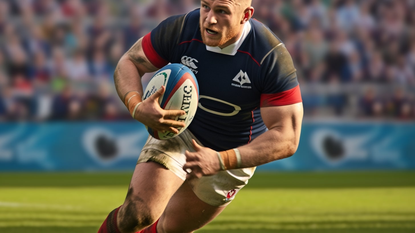 jugador de rugby en acción en wm 2023